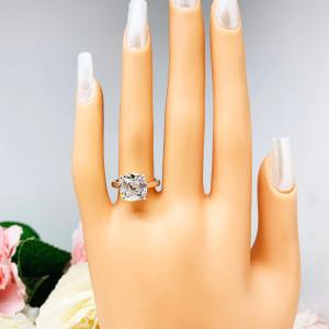 Old Mine CZ Engagement Ring Size 6 – 10mm, Near Colorless, Sterling Silver