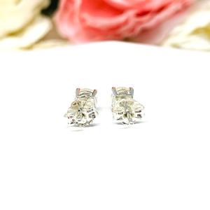 Round Precious Opal Stud Earrings - 5mm natural Contra Luz opal gemstones - Sterling silver settings