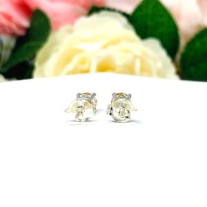 Round Light Champagne CZ Stud Earrings - 6A quality 5mm czs - Sterling silver basket settings