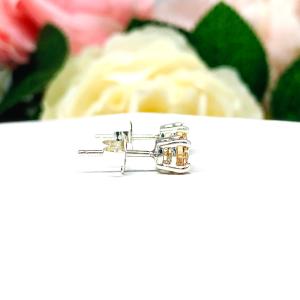 Round Light Champagne CZ Stud Earrings - 6A quality 5mm czs - Sterling silver basket settings