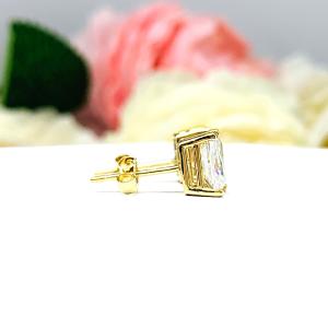 Radiant Moissanite 14k Yellow Gold Stud Earrings 7x5mm 2 Carats Total Authentic FINAL SALE