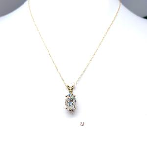 Oval 12x8mm Moissanite 10k Yellow Gold Pendant No Chain CLEARANCE