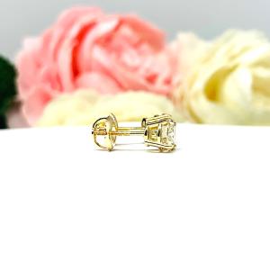 Champagne Moissanite Stud Earrings – 6mm Round – 14k Yellow Gold – Screw Back – CLEARANCE