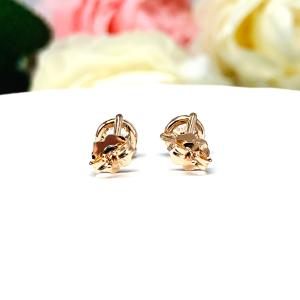 Moissanite Martini 14k Rose Gold Stud Earrings - Round authentic moissanites - Solid gold settings -  FREE 3RD DAY UPS