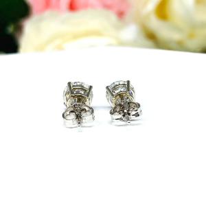 Moissanite Basket 14k Gold Stud Earrings -  Round authentic moissanites - Solid gold settings - FREE 3RD DAY UPS