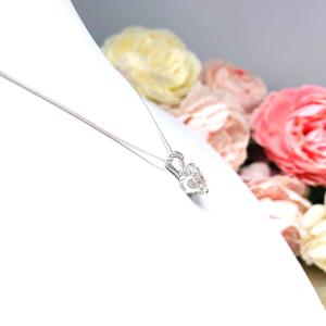 Oval Lab White Sapphire 6-Prong Pendant - Sterling silver necklace - Three size options
