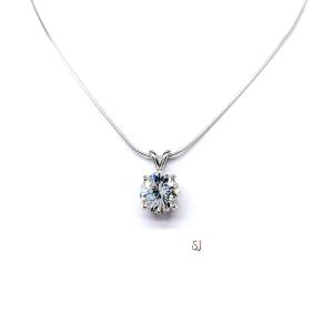 Round Lab White Sapphire Pendant - Sterling silver necklace - Five size options