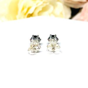 Round Black Moissanite 6 Prong Stud Earrings - Authentic moissanites - Sterling silver settings
