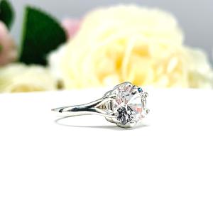 Lab White Sapphire 8mm Cushion Ring