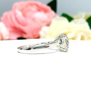 Old European Cut CZ Engagement Ring - 10mm (4 cts) Near Colorless CZ - Split Prong Cathedral Setting