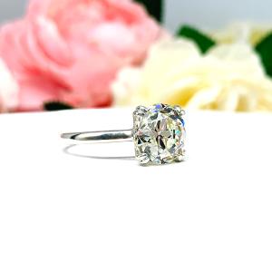 Old European Cut CZ Engagement Ring - 10mm (4 cts) Near Colorless CZ - Split Prong Cathedral Setting