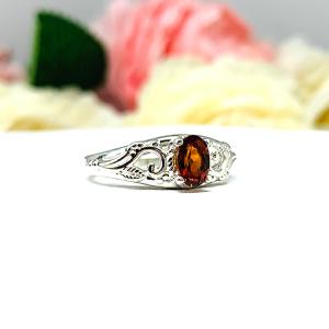 Genuine Madeira Citrine 6x4mm Oval Ornamental Leaf Ring SIZE 6