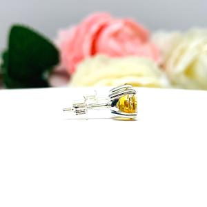 Round Golden Citrine Stud Earrings - 7mm natural gemstones - Sterling silver settings