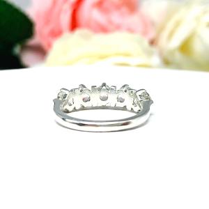 Natural White Topaz 5 Stone Ring - 4mm round stones - Sterling silver setting