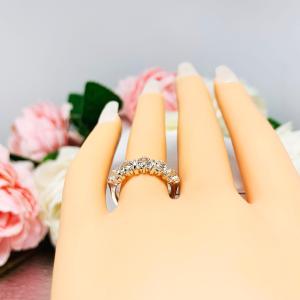Natural White Topaz 5 Stone Ring - 4mm round stones - Sterling silver setting
