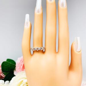 Natural White Topaz 5 Stone Ring - 4mm round stones - Sterling silver setting
