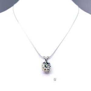 Old European Cut CZ Pendant Sterling Silver Necklace
