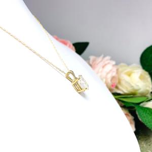 Oval 12x8mm Moissanite 10k Yellow Gold Pendant No Chain CLEARANCE
