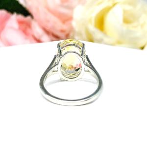 Oval Golden Citrine Ring Size 8 - Genuine 16x12mm (9 cts) Gemstone - Sterling silver statement setting