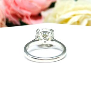 Round Portuguese Cut CZ Engagement Ring Near Colorless Cubic Zirconia