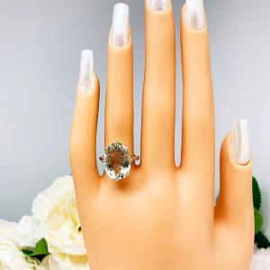 Prasiolite Green Amethyst Oval Ring Size 6 - Genuine 16x12mm gemstone -  Sterling silver 8 prong statement setting