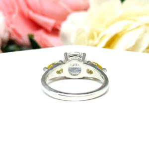 Round Cubic Zirconia Canary Pear Engagement Ring