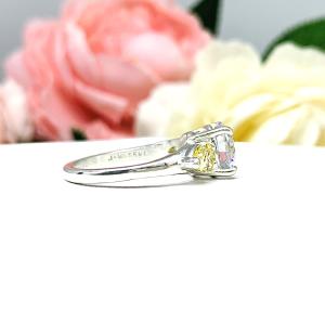 Round Cubic Zirconia Canary Pear Engagement Ring