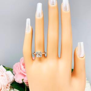 Old Mine Cut Near Colorless CZ Engagement Ring 8mm, 9mm, 10mm