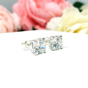 Brilliant Cushion Cut Cubic Zirconia Stud Earrings