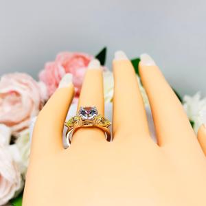 Round Cubic Zirconia Canary Pear Engagement Ring