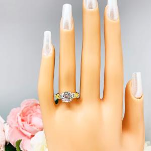 Round Cubic Zirconia Canary Pear Engagement Ring