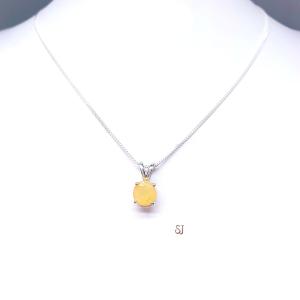 Ethiopian Opal Pendant 8mm Round 1 Carat Sterling Silver Necklace