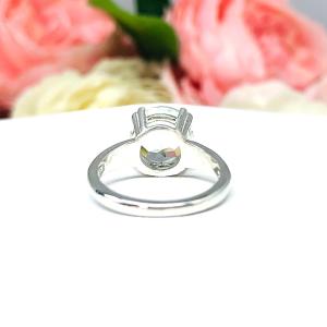Natural White Topaz Round Solitaire Ring - Sterling silver setting