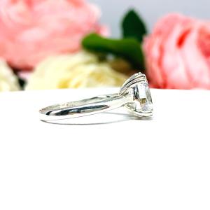 Oval Cubic Zirconia Split Prong Low Profile Engagement Ring