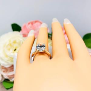 Oval Cubic Zirconia Split Prong Low Profile Engagement Ring