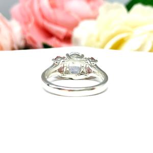 Swarovski Morganite Pink Oval CZ 3 Stone CZ Engagement Ring