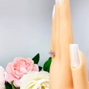 Swarovski Morganite Pink Oval CZ 3 Stone CZ Engagement Ring