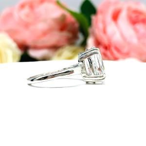 Lab White Sapphire Oval Double Prong Ring