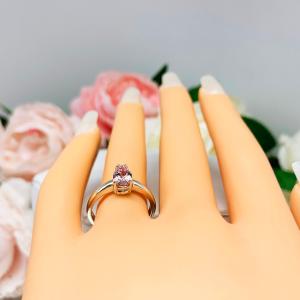 Pear Swarovski Morganite Pink Cubic Zirconia Ring