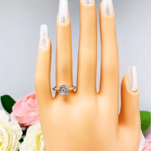 Round Portuguese Cut CZ Engagement Ring Near Colorless Cubic Zirconia