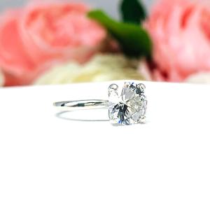 Lab White Sapphire Round Engagement Ring