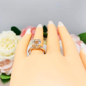 Natural White Topaz Round Solitaire Ring - Sterling silver setting