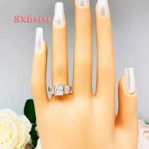 Radiant CZ Three Stone Sterling Silver Engagement Ring