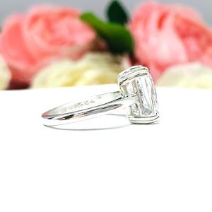 Lab White Sapphire Elongated Cushion 12x10mm Double Prong Ring Size 6