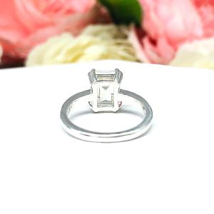 Emerald Cut Near Colorless CZ Engagement Ring Lower Profile Double Prong Size 6 FINAL SALE