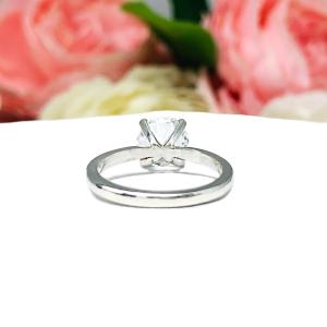 Lab White Sapphire Round Engagement Ring