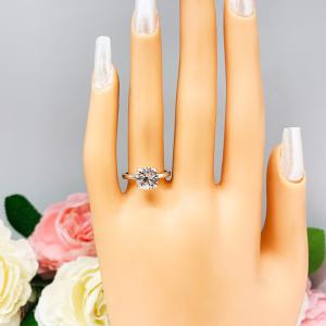 Lab White Sapphire Round Engagement Ring