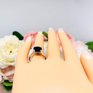 Lab Blue Sapphire Cushion Solitaire Ring