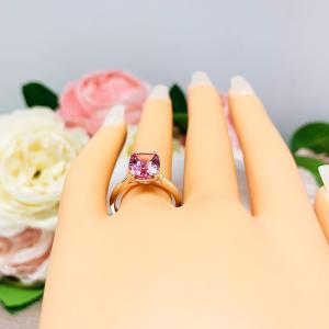 Lab Padparadscha Sapphire Elongated Cushion Ring 10x8mm Sterling Silver Sizes 6.5 and 8.5