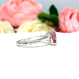 Lab Padparadscha Sapphire Elongated Cushion Ring 10x8mm Sterling Silver Sizes 6.5 and 8.5